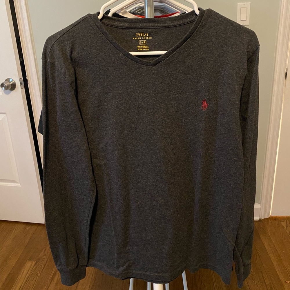 Long Sleeve Polo Shirt V Neck